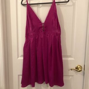 Free People Pink Ruched Babydoll Mini Dress